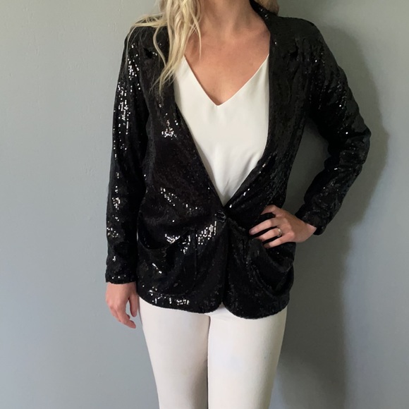 Black Sequin Blazer - Picture 1 of 4